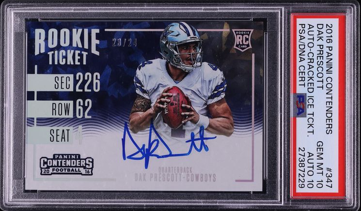 2016 Panini Contenders Cracked Ice Dak Prescott ROOKIE AUTO DNA 10 /24 #347 PSA 10 GEM MINT