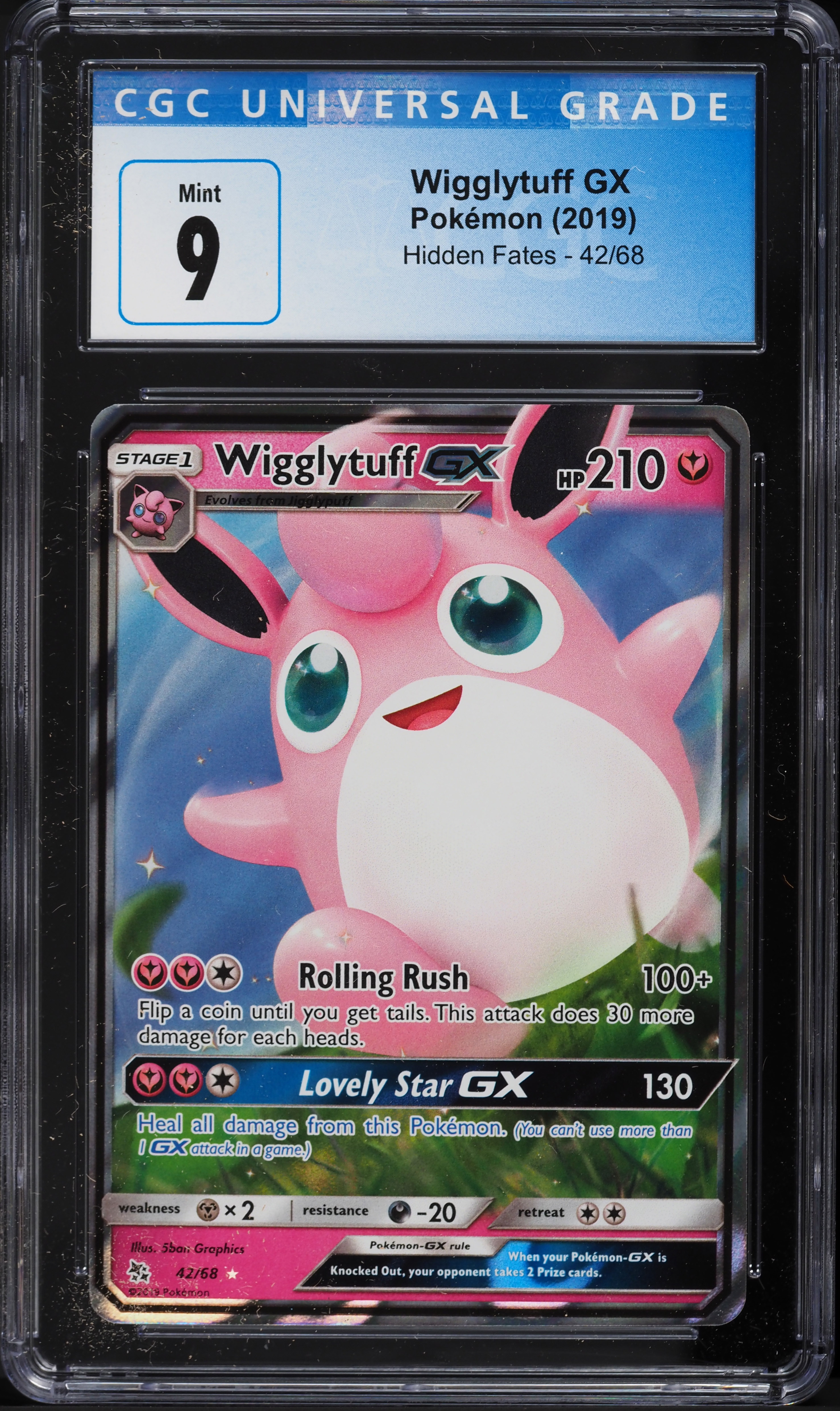 2019 Pokemon Sun & Moon Hidden Fates Wigglytuff GX #42 CGC 9 MINT