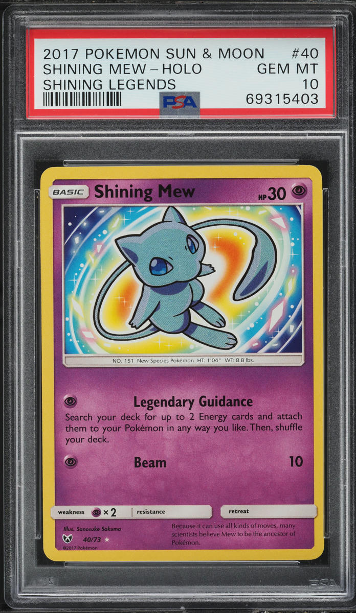 2017 Pokemon Sun & Moon Shining Legends Holo Shining Mew #40 PSA 10 GEM MINT