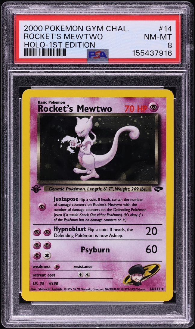 2000 Pokemon Gym Challenge 1st Edition Holo Rocket's Mewtwo #14 PSA 8 NM-MT