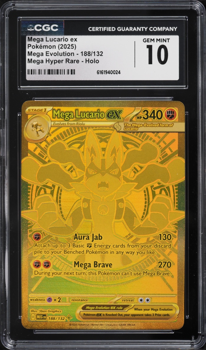 2025 Pokemon Mega Evolution MHR Mega Lucario EX #188 CGC 10 GEM MINT