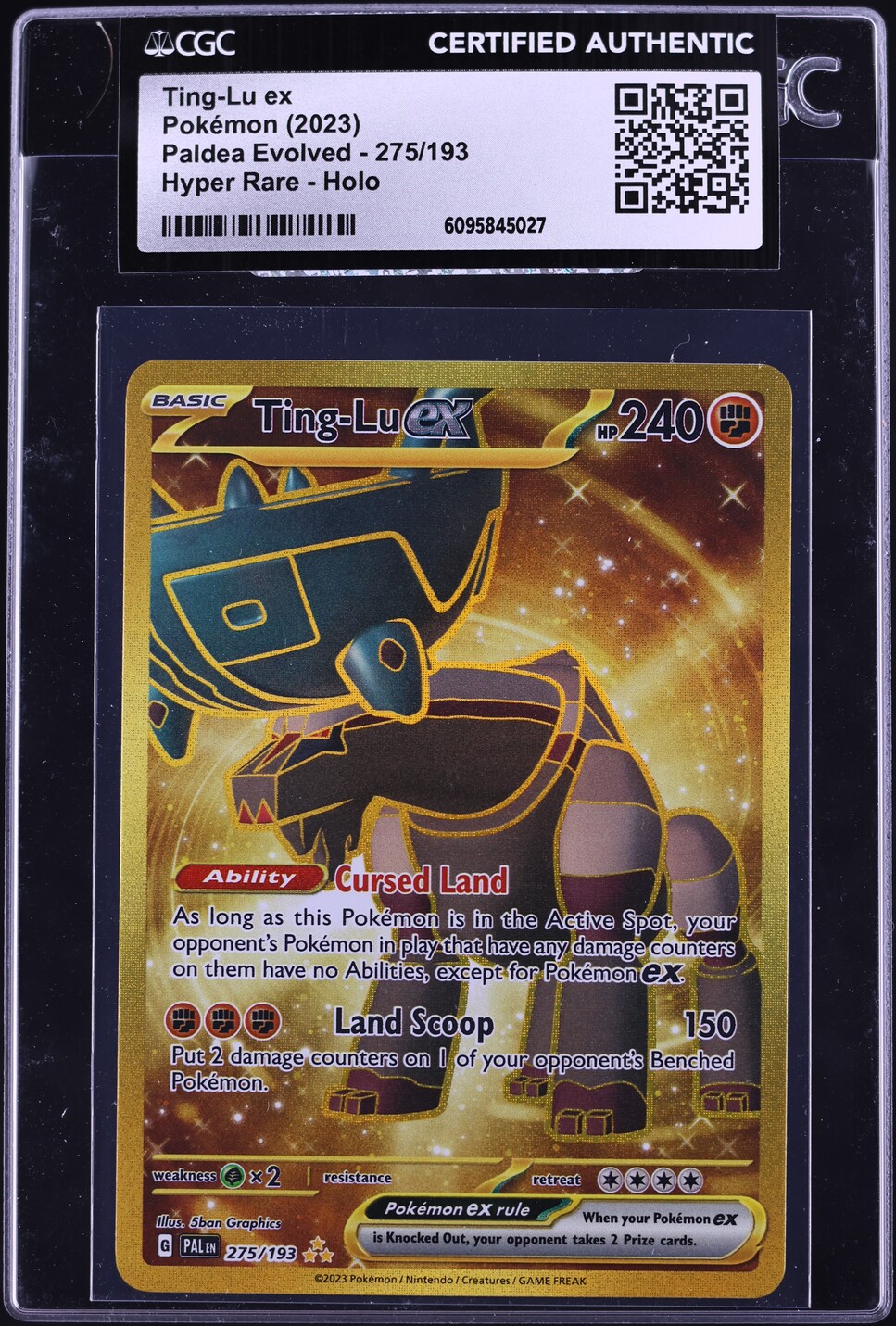 2023 Pokemon Scarlet & Violet Paldea Evolved Gold Rare Ting-Lu ex #275 CGC AUTH