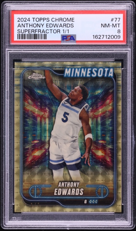 2024 Topps Chrome Superfractor Anthony Edwards 1/1 #77 PSA 8 NM-MT