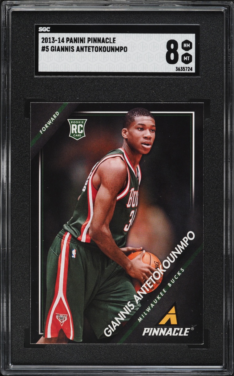 2013 Panini Pinnacle Giannis Antetokounmpo ROOKIE #5 SGC 8 NM-MT