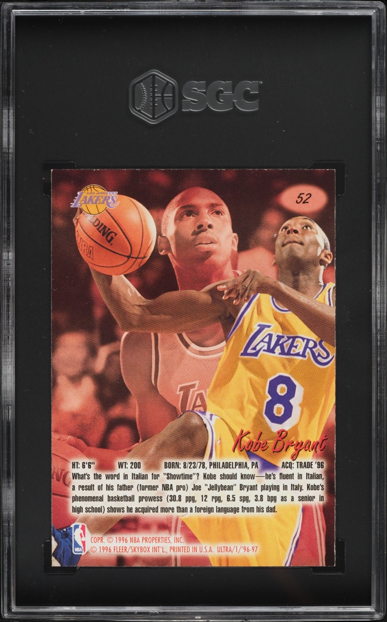 1996 Ultra Basketball Kobe Bryant ROOKIE #52 SGC 6 EXMT