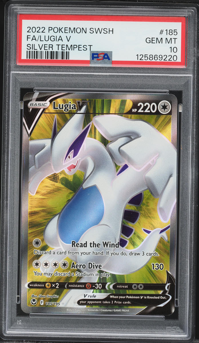 2022 Pokemon Sword & Shield Silver Tempest Full Art Lugia V #185 PSA 10 GEM MINT