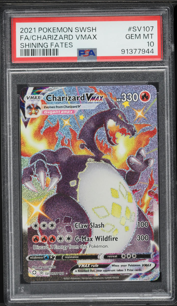 2021 Pokemon Sword & Shield Shining Fates Full Art Charizard VMAX #SV107 PSA 10 GEM MINT