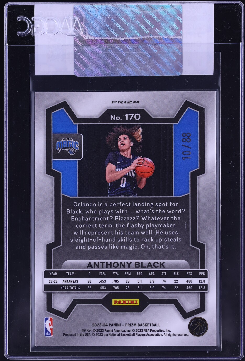 2023 Panini Prizm Choice Red Anthony Black ROOKIE /88 #170 CGC AUTH