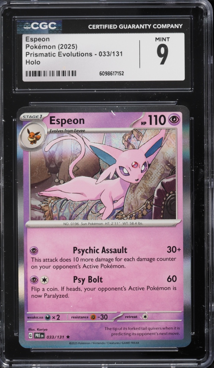 2025 Pokemon Scarlet & Violet Prismatic Evolutions Holo Espeon #33 CGC 9 MINT