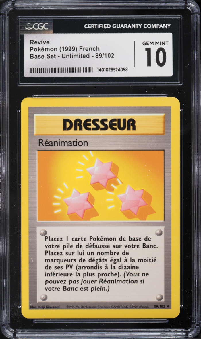 1999 Pokemon French Base Set Revive #89 CGC 10 GEM MINT