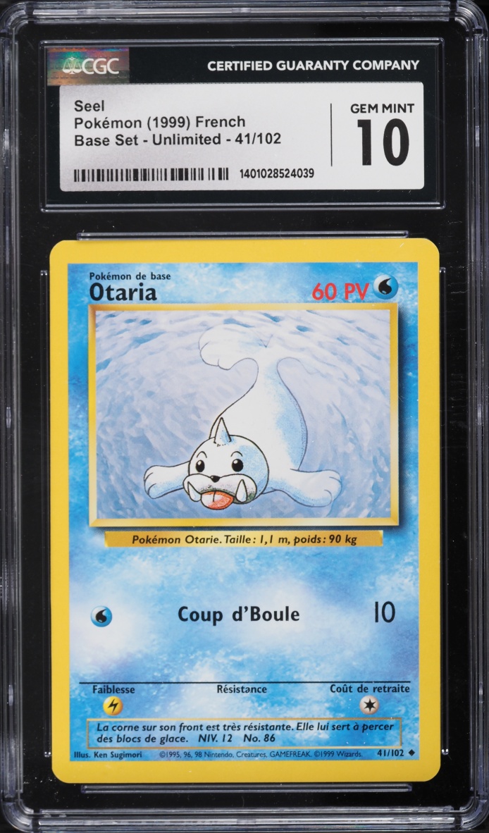 1999 Pokemon French Base Set Seel #41 CGC 10 GEM MINT