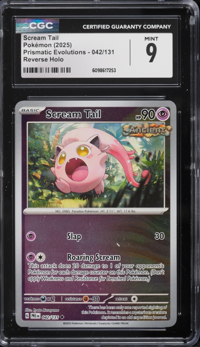 2025 Pokemon Scarlet & Violet Prismatic Evolutions Reverse Holo Scream Tail #42 CGC 9 MINT