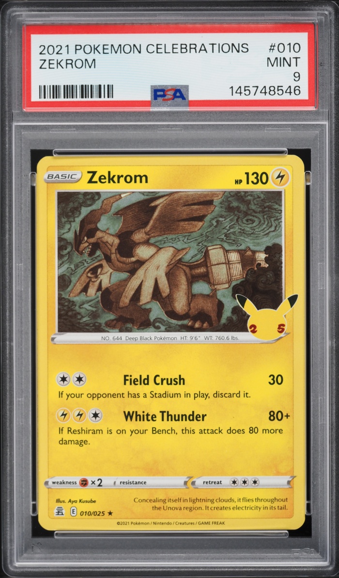 2021 Pokemon Sword & Shield Celebrations Holo Zekrom #10 PSA 9 MINT