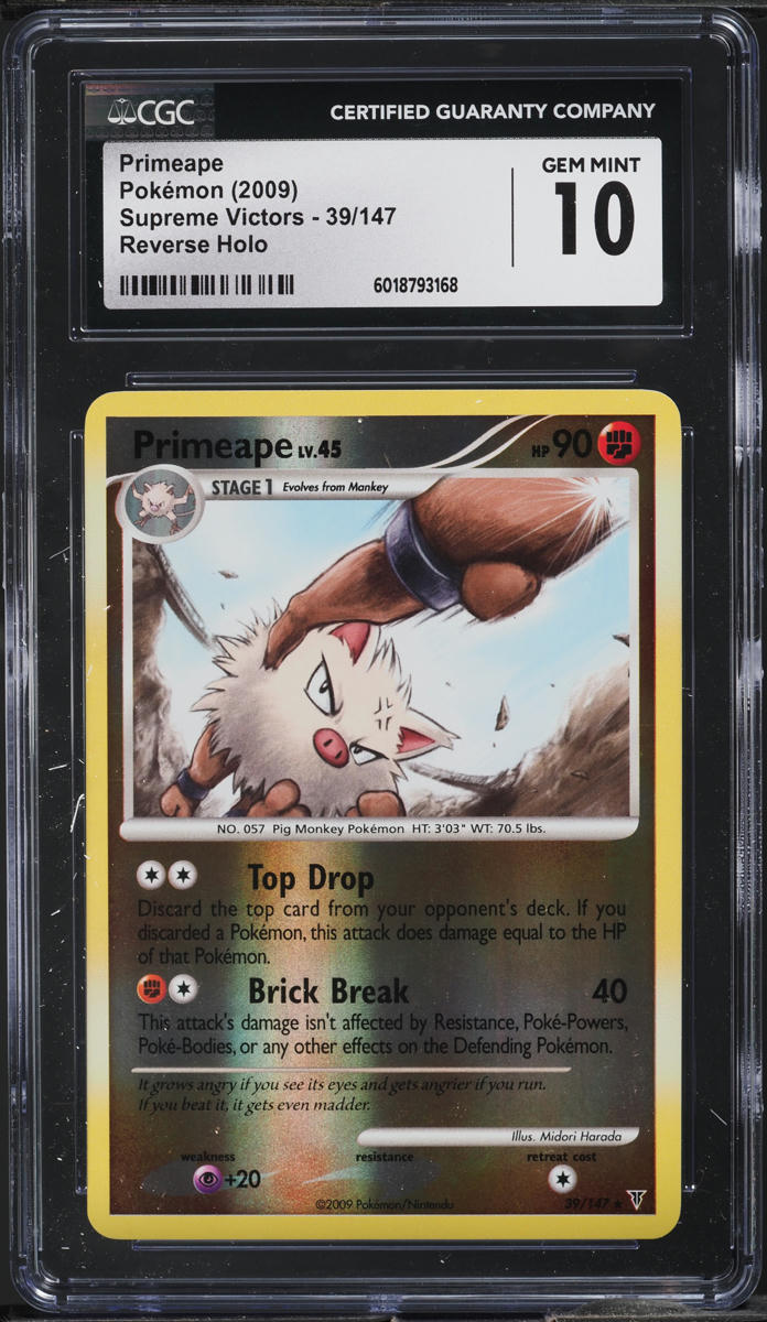 2009 Pokemon Platinum Supreme Victors Reverse Holo Primeape #39 CGC 10 GEM MINT