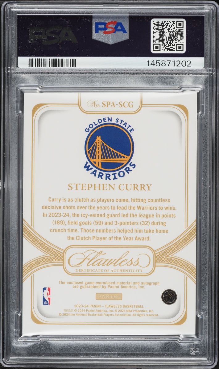 2023 Panini Flawless Prime Ruby Stephen Curry PATCH AUTO DNA 10 /15 #SPA-SCG PSA 8 NM-MT