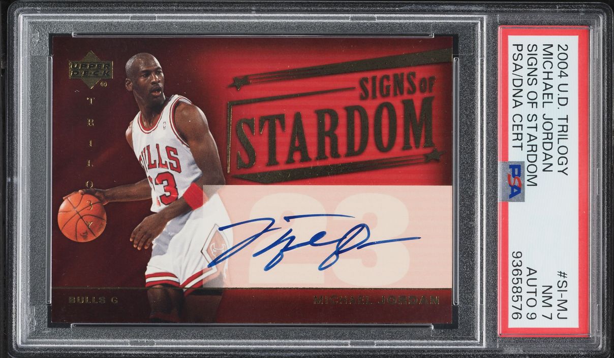 2004 Upper Deck Trilogy Signs Of Stardom Michael Jordan AUTO DNA 9 #SI-MJ PSA 7 NRMT