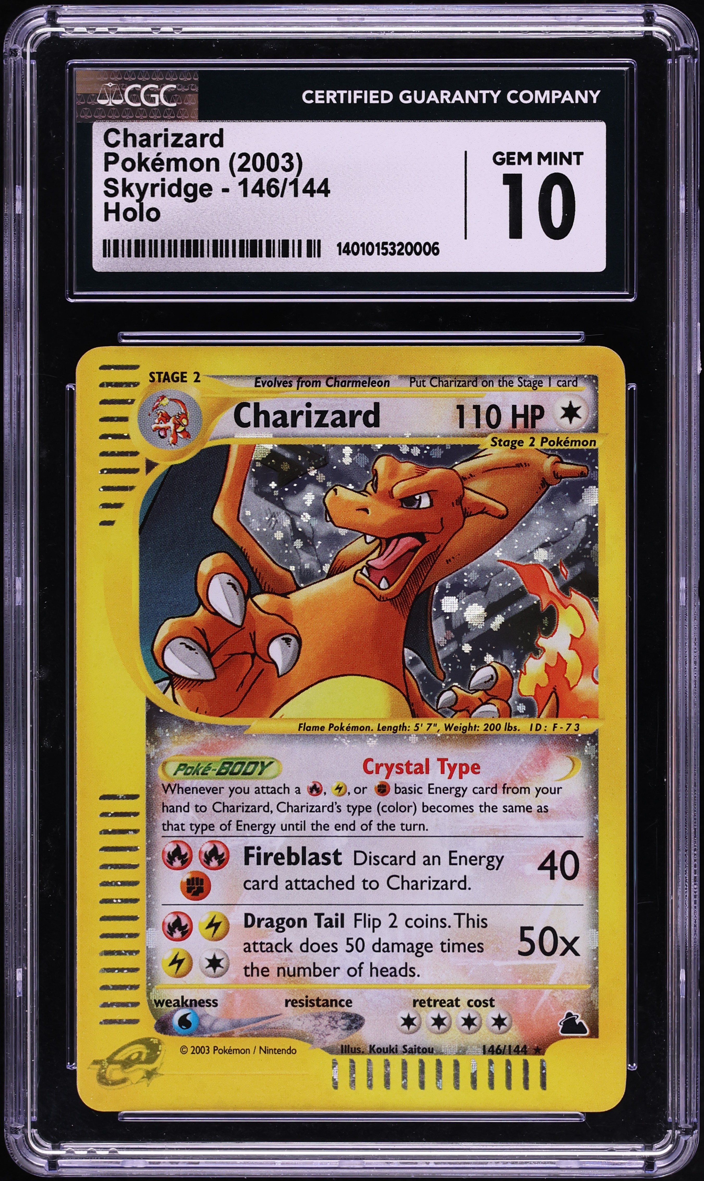 2003 Pokemon Skyridge Holo Crystal Charizard #146 CGC 10 GEM MINT