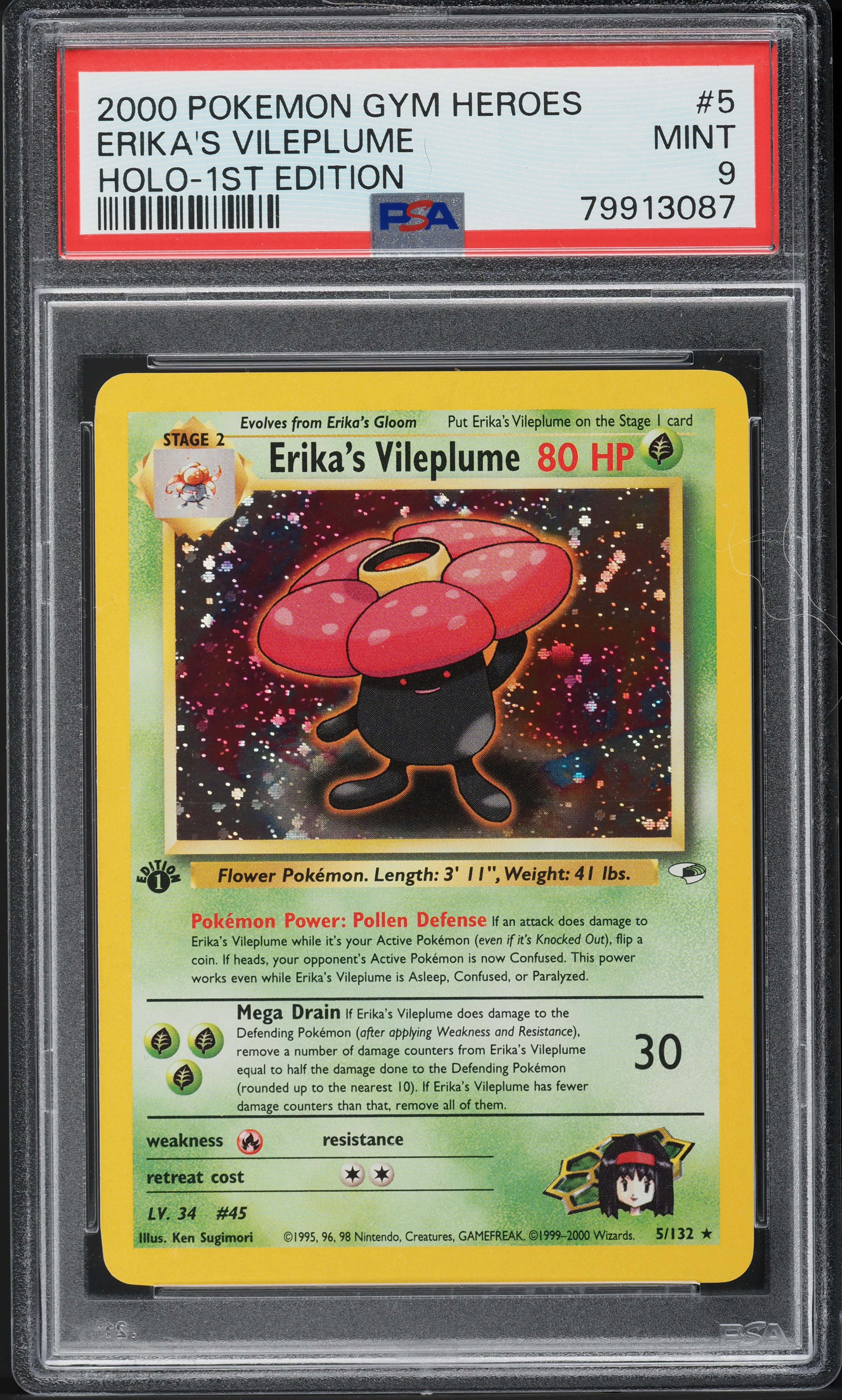 2000 Pokemon Gym Heroes 1st Edition Holo Erika's Vileplume #5 PSA 9 MINT