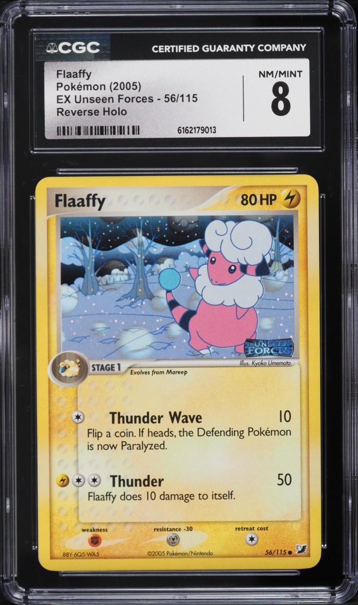 2005 Pokemon EX Unseen Forces Reverse Holo Flaaffy #56 CGC 8 NM-MT
