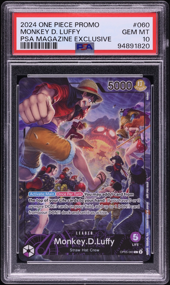 2024 One Piece Promo PSA Magazine Exclusive Leader Monkey D. Luffy #OP05-060 PSA 10 GEM MINT