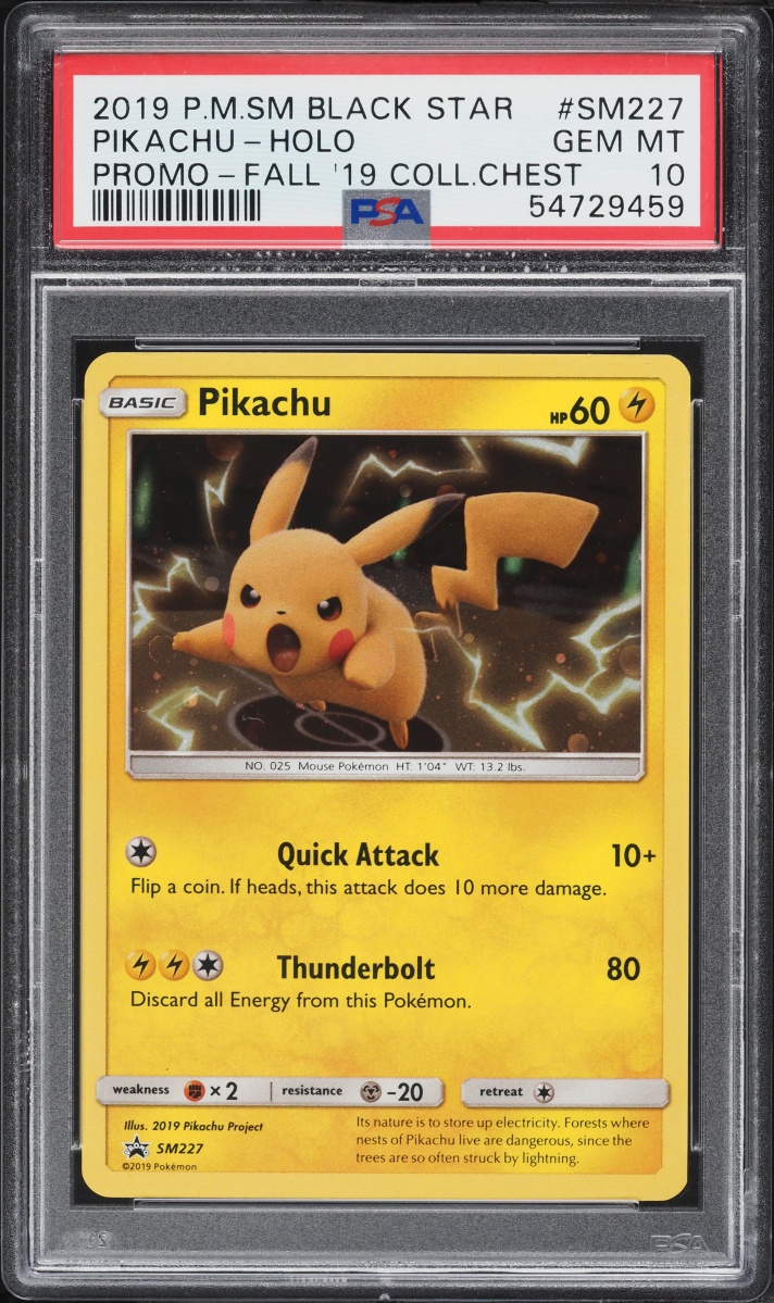 2019 Pokemon Sun & Moon Black Star Promo Collectors Chest Holo Pikachu #SM227 PSA 10 GEM MINT