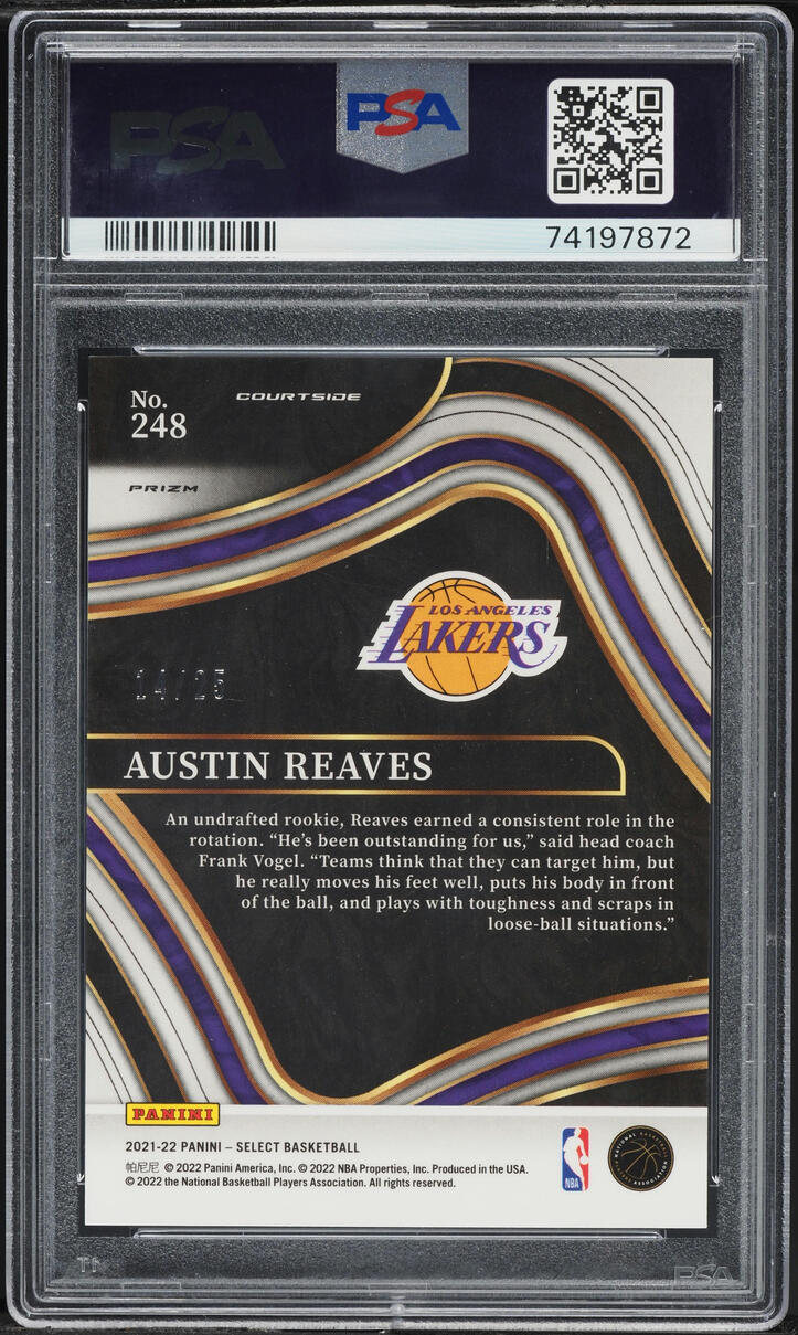 2021 Select Courtside Tie-Dye Prizm Austin Reaves ROOKIE /25 #248 PSA 10 GEM