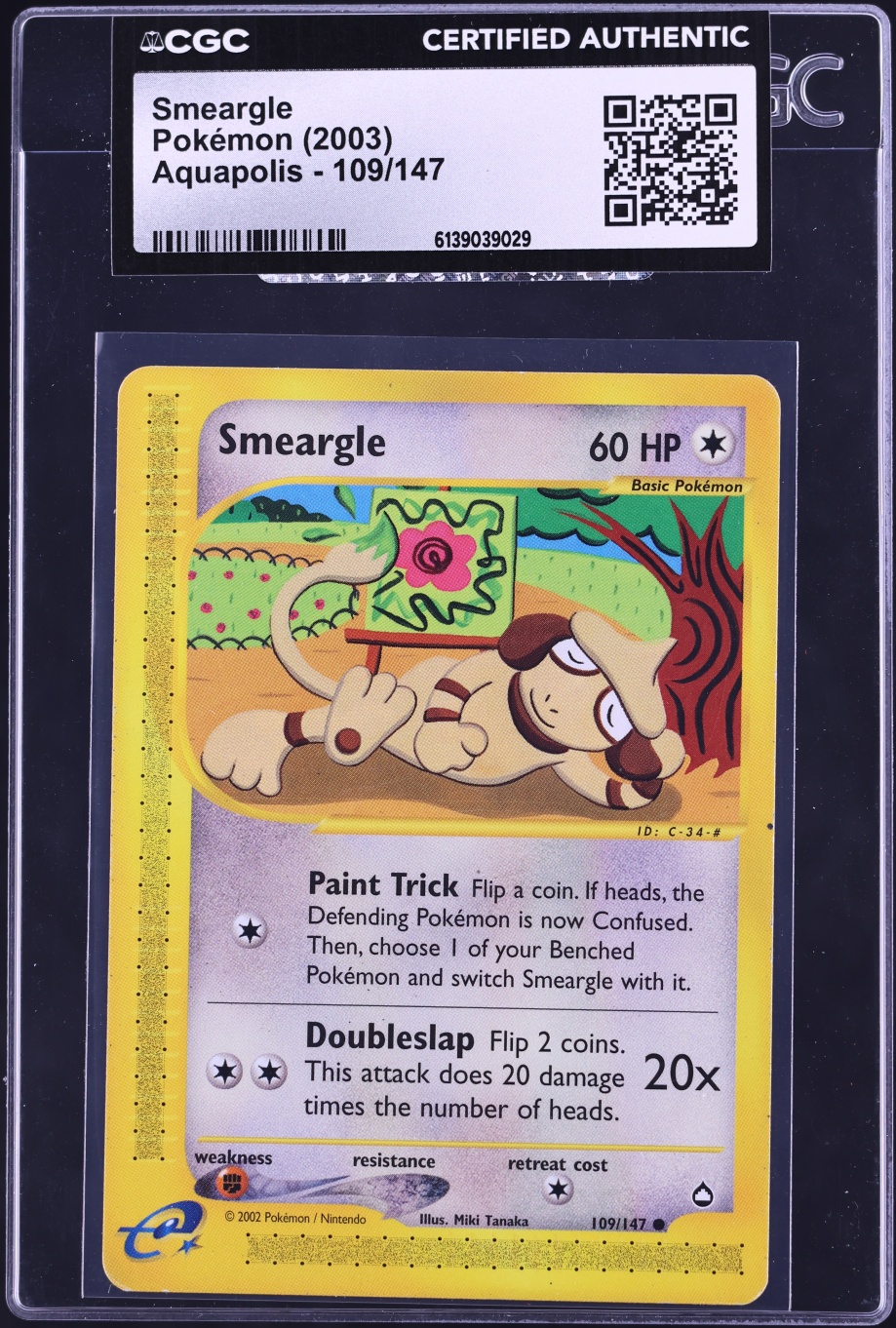 2003 Pokemon Aquapolis Smeargle #109 CGC AUTH