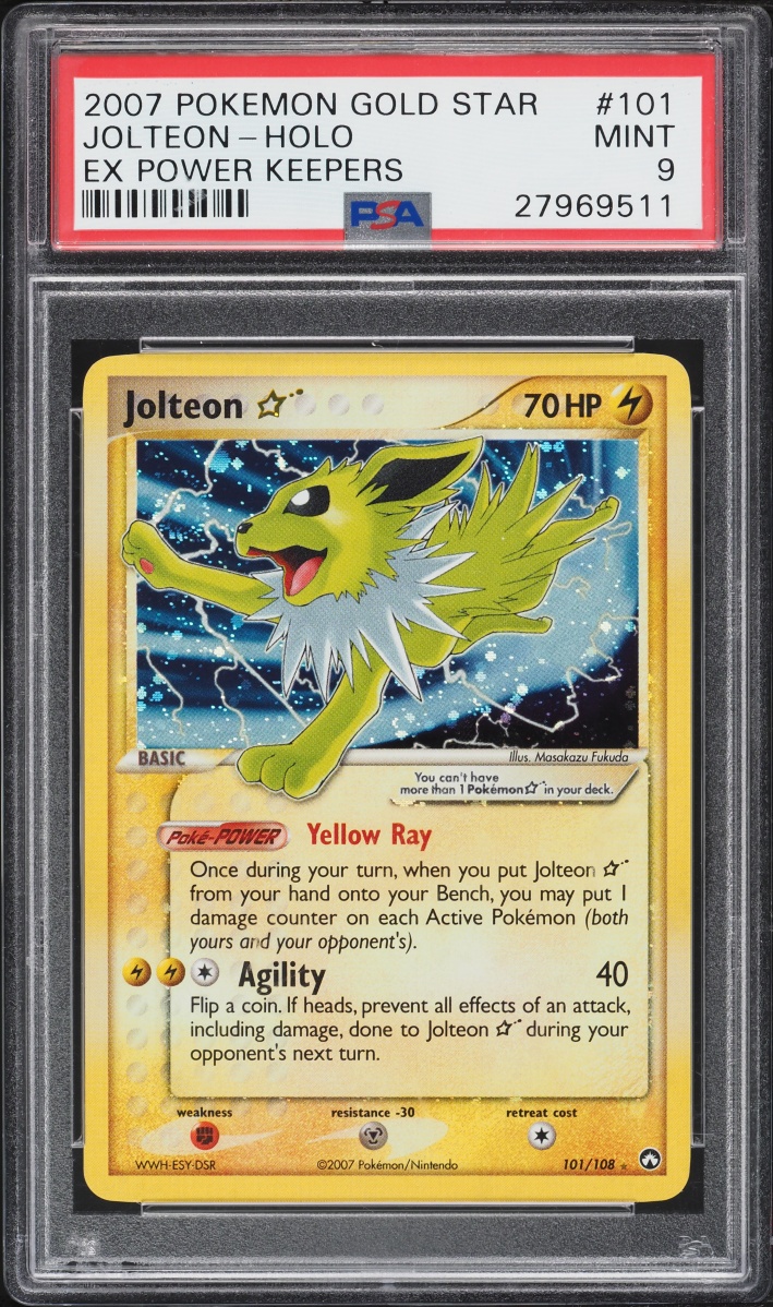 2007 Pokemon Ex Power Keepers Holo Jolteon Gold Star #101 PSA 9 MINT