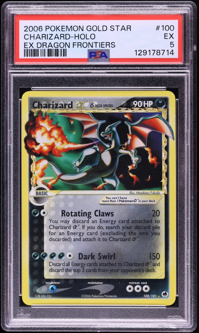 2003 Pokemon EX Dragon Frontiers Holo Charizard Gold Star #100 PSA 5 EX