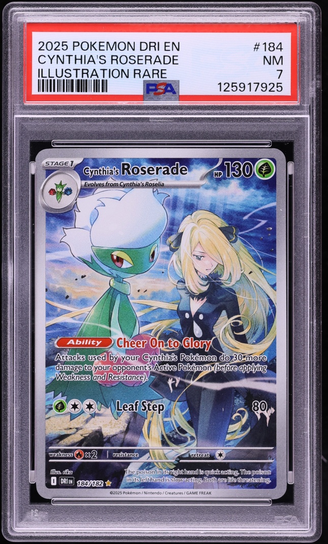 2025 Pokemon Scarlet & Violet Destined Rivals IR Cynthia's Roserade #184 PSA 7 NRMT
