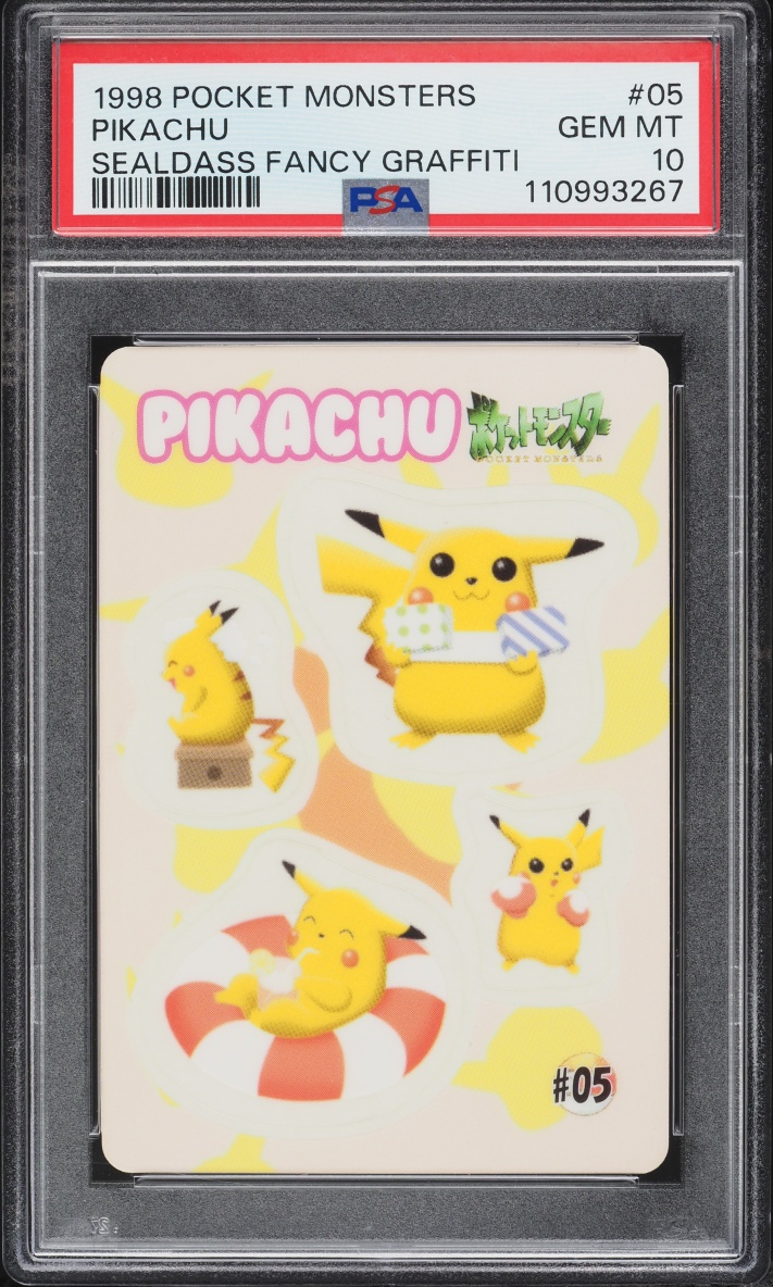 1999 Pokemon Japanese Sealdass Fancy Graffiti Pikachu #5 PSA 10 GEM MINT