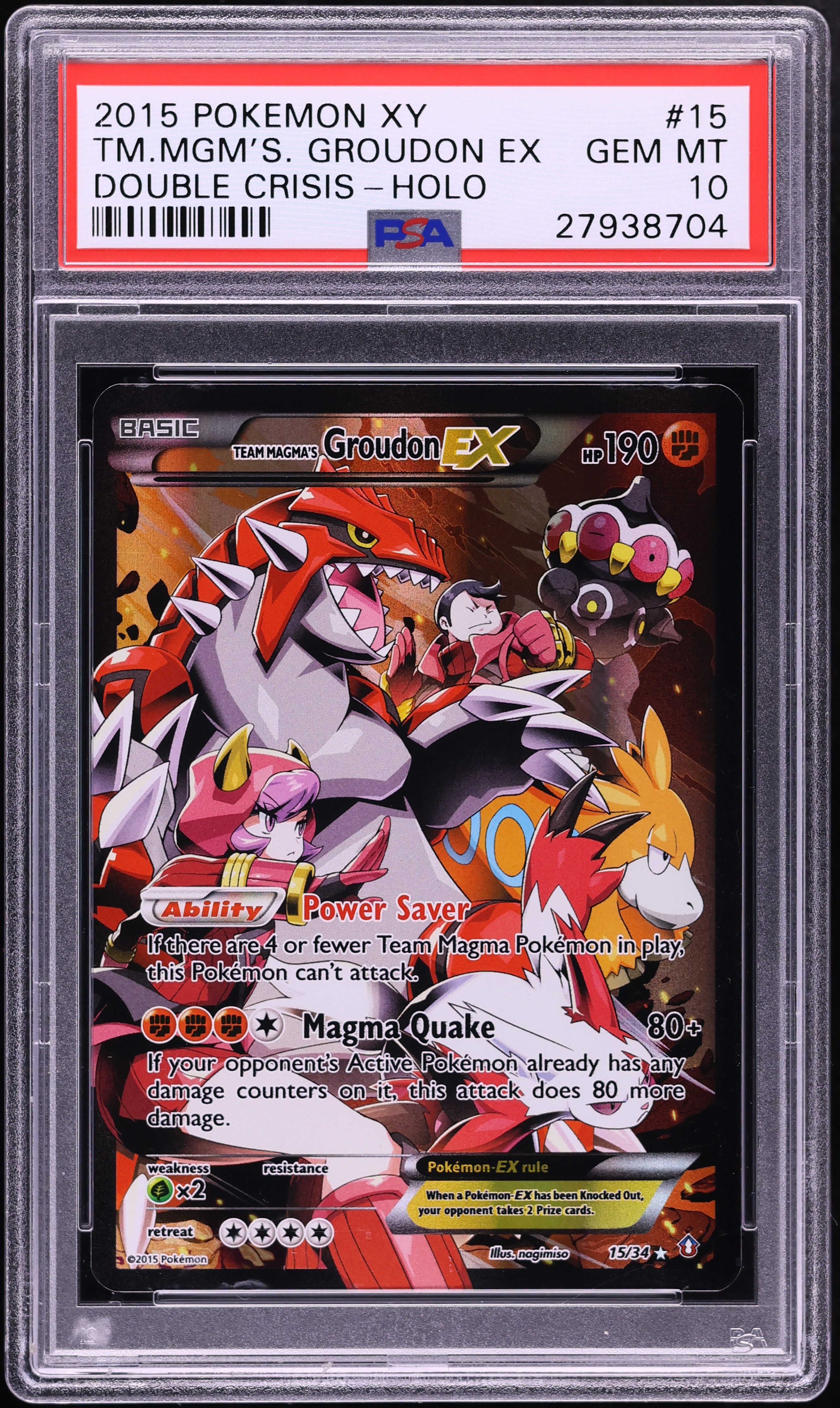 2015 Pokemon XY Double Crisis Full Art Team Magma's Groudon Ex #15 PSA ...
