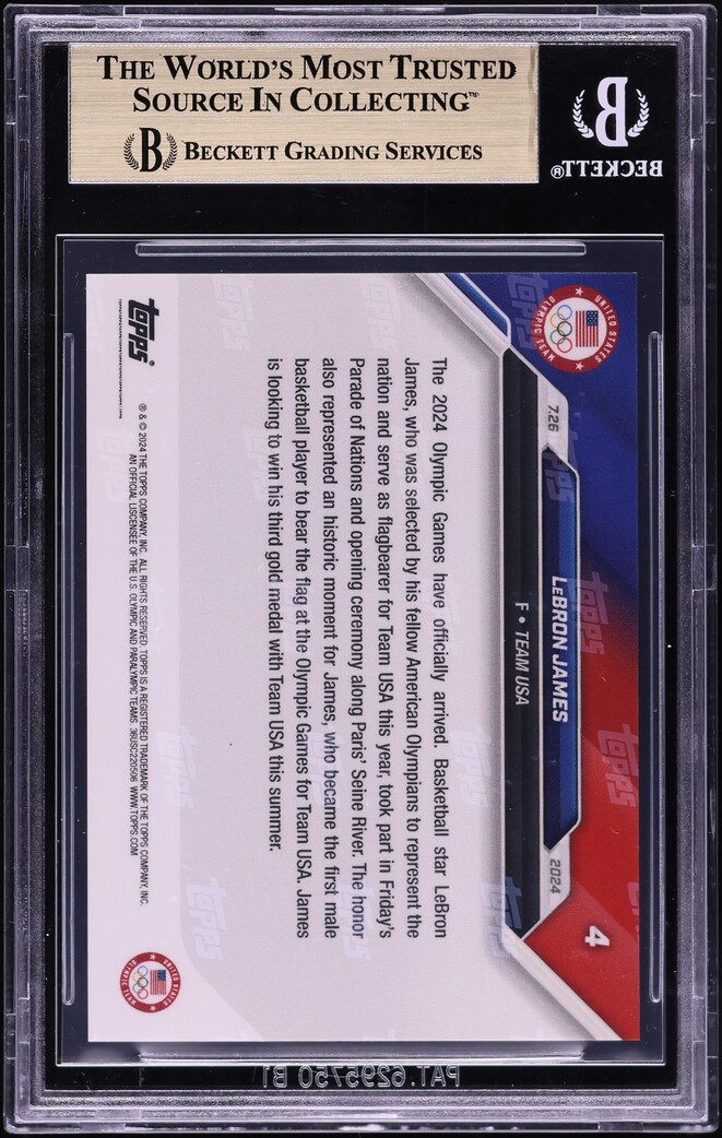 2024 Topps Now Olympic Games LeBron James #4 BGS 10 PRISTINE