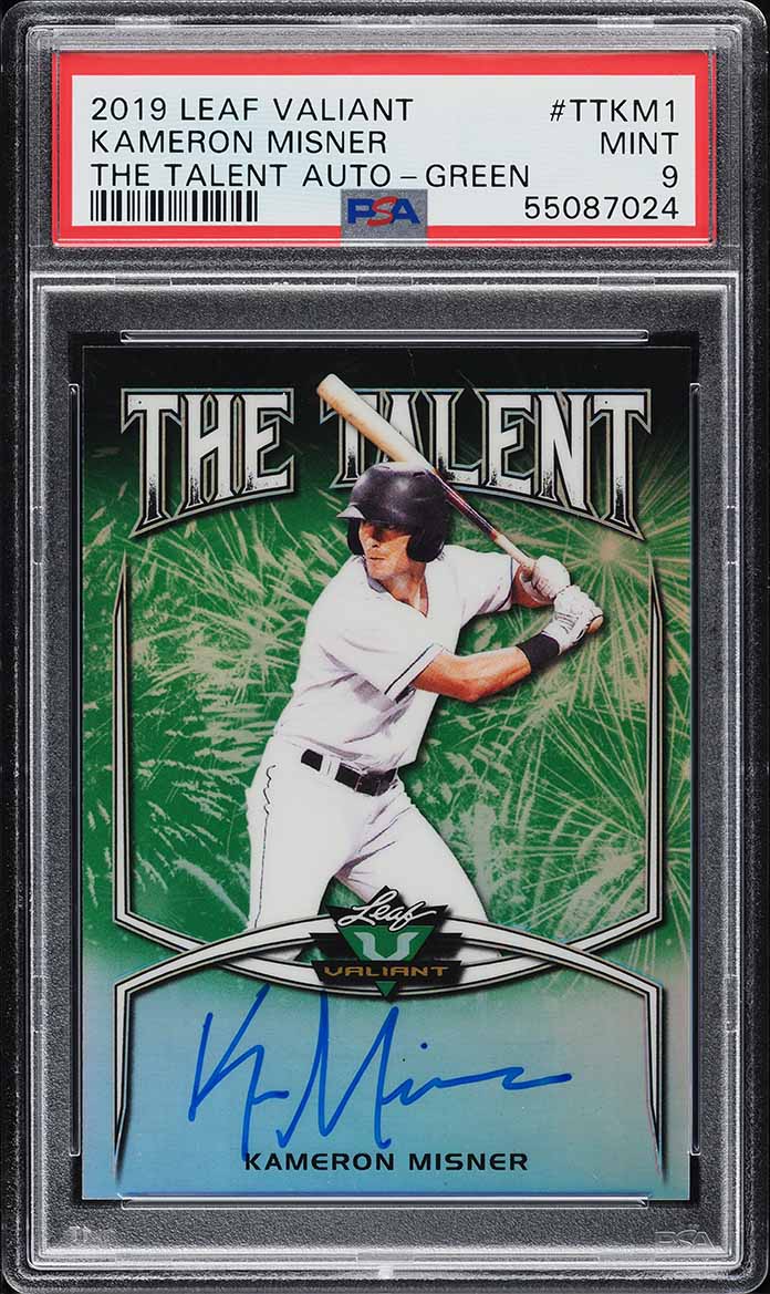 2019 Leaf Valiant The Talent Green Kameron Misner ROOKIE AUTO /99 #TT-KM1 PSA 9 MINT