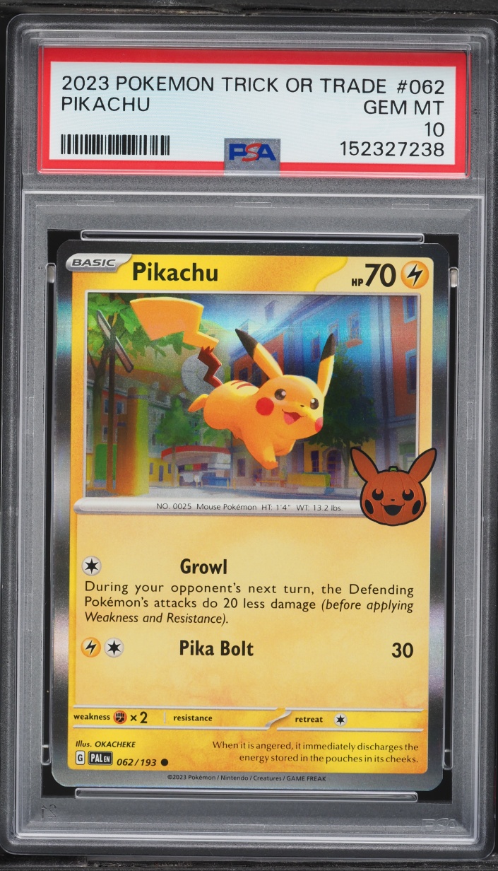 2023 Pokemon Scarlet & Violet Paldea Evolved Trick Or Trade Holo Pikachu #62 PSA 10 GEM MINT
