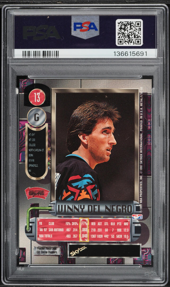 1997 Metal Universe Basketball Vinny Del Negro #13 PSA 9 MINT