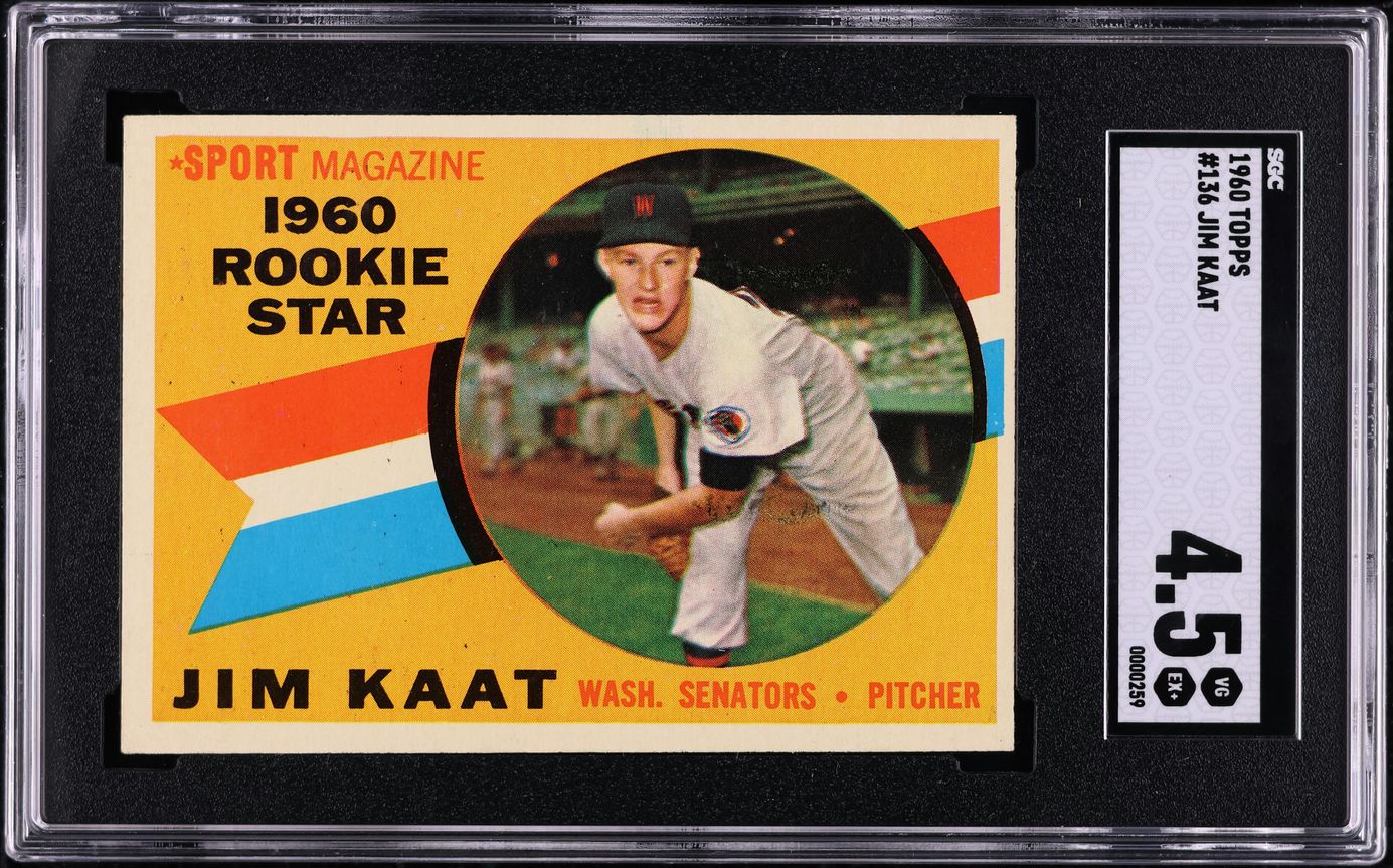 1960 Topps Jim Kaat ROOKIE #136 SGC 4.5 VGEX+