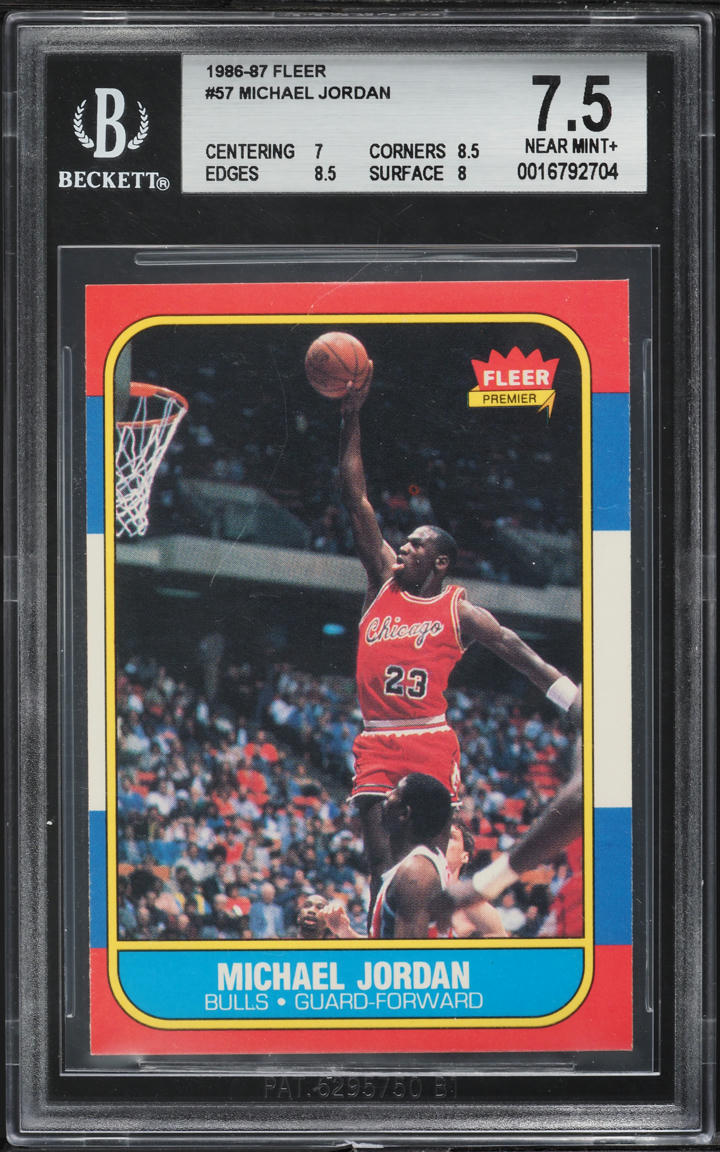1986 Fleer Basketball Michael Jordan ROOKIE #57 BGS 7.5 NRMT+