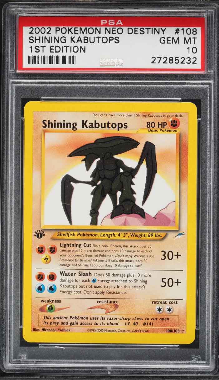 2002 Pokemon Neo Destiny 1st Edition Shining Kabutops #108 PSA 10 GEM MINT