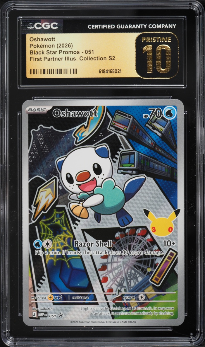 2026 Pokemon Mega Promo First Partner Illustration S2 Full Art Oshawott #51 CGC 10 PRISTINE