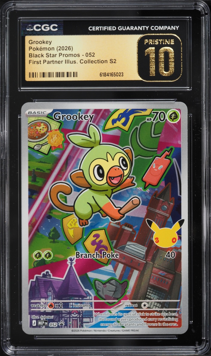 2026 Pokemon Mega Promo First Partner Illustration S2 Full Art Grookey #52 CGC 10 PRISTINE