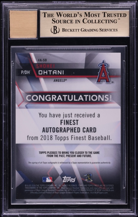 2018 Finest Shohei Ohtani ROOKIE AUTO #FASO BGS 9.5 GEM MINT