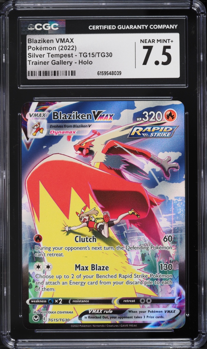 2022 Pokemon Sword & Shield Silver Tempest CHR Blaziken VMAX #TG15 CGC 7.5 NRMT+