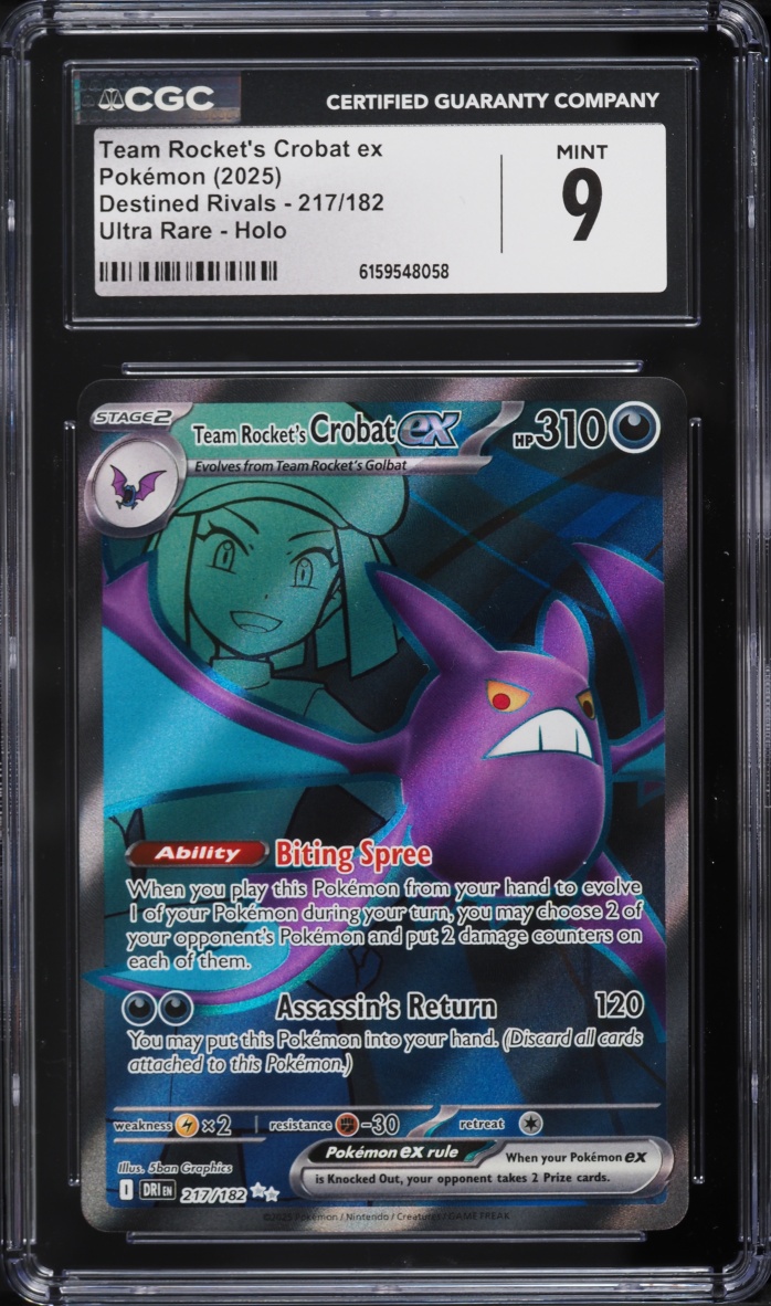 2025 Pokemon SV Destined Rivals Full Art Team Rocket's Crobat ex #217 CGC 9 MINT