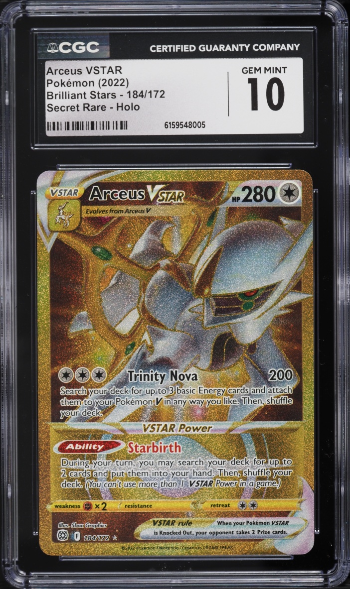 2022 Pokemon Sword & Shield Brilliant Stars Gold Rare Arceus VSTAR #184 CGC 10 GEM MINT