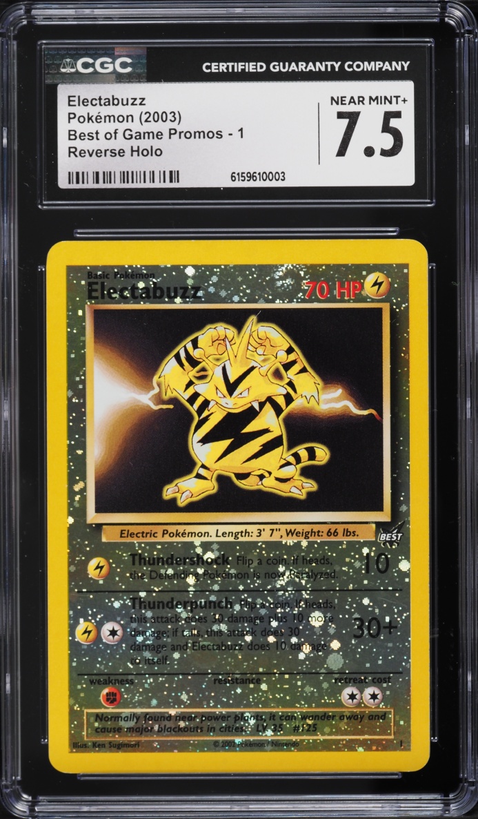 2003 Pokemon Best Of Game BattleZone Promo Reverse Holo Electabuzz #1 CGC 7.5 NRMT+
