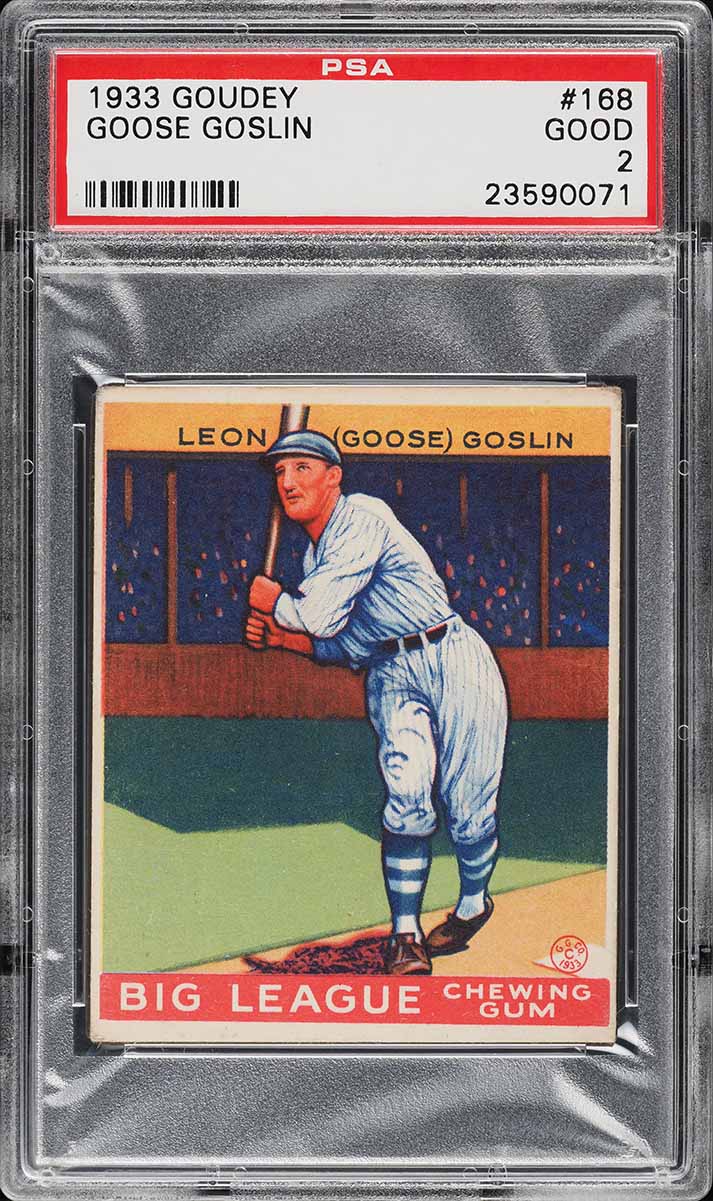 1933 Goudey Goose Goslin #168 PSA 2 GD on Fanatics Collect