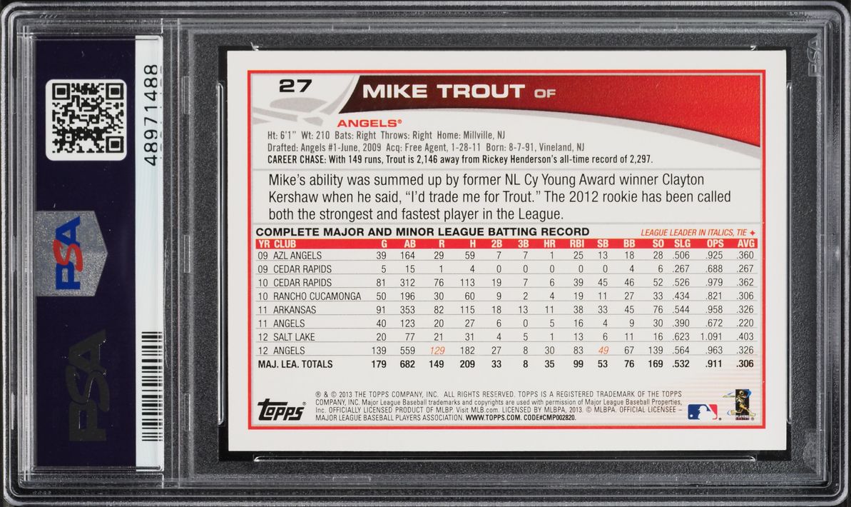 2013 Topps Mike Trout #27 PSA 10 GEM MINT