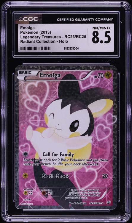 2013 Pokemon BW Legendary Treasures Radiant Collection Emolga #RC23 CGC 8.5 NM-MT+