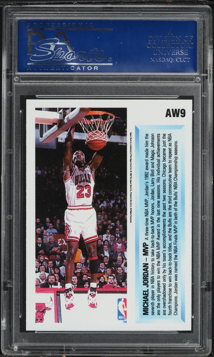 1992 Upper Deck Award Winner Holograms Michael Jordan #AW9 PSA 10 GEM MINT